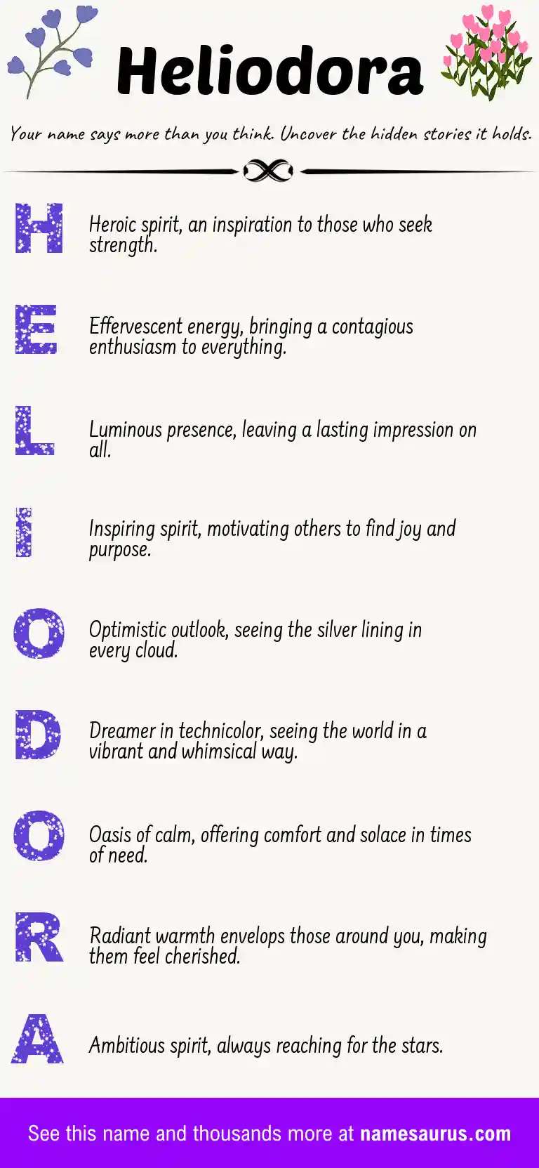 Acrostic poem about Heliodora.