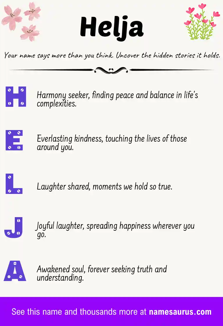 Acrostic poem about Helja.