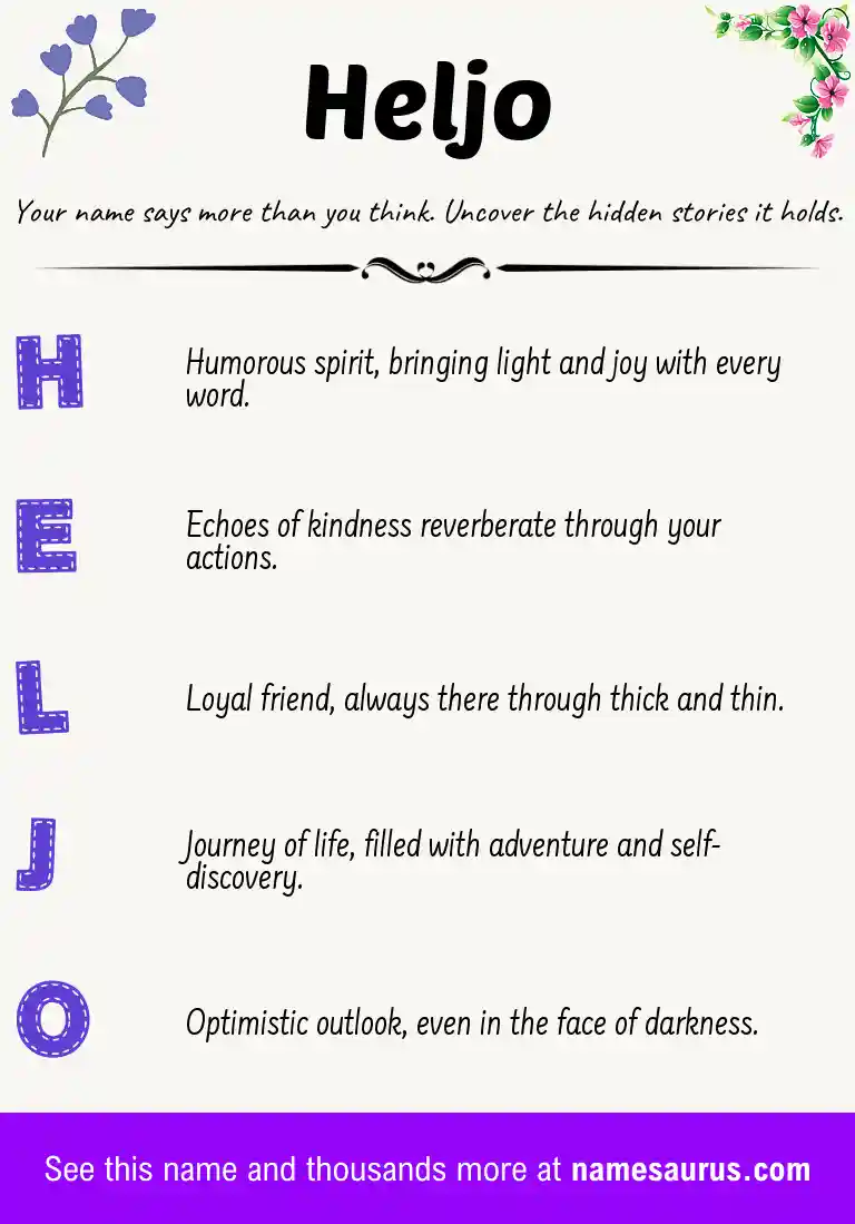 Acrostic poem about Heljo.