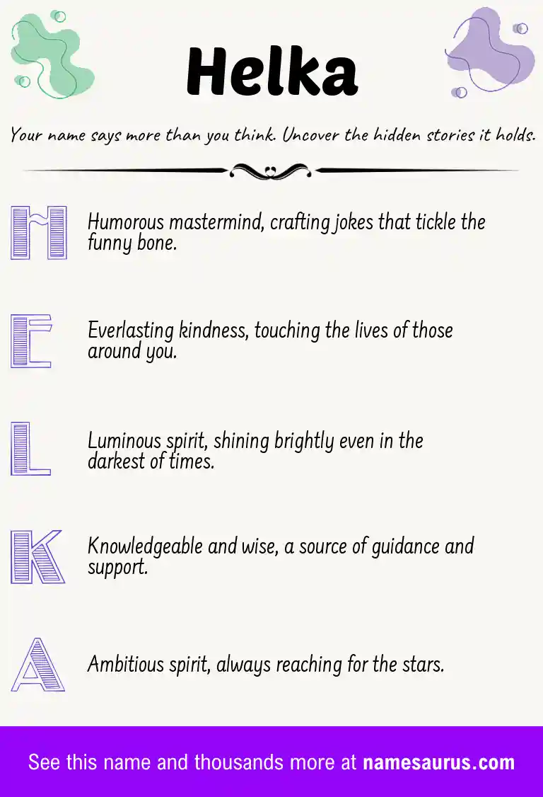 Acrostic poem about Helka.