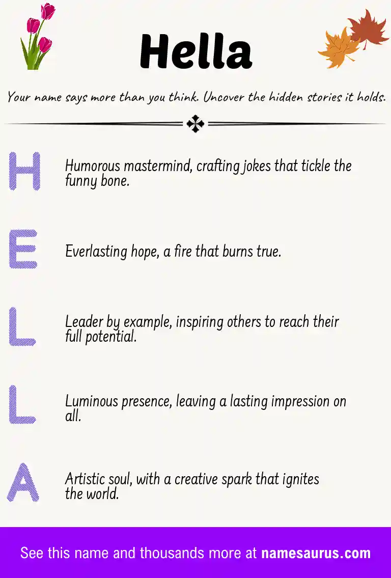 Acrostic poem about Hella.