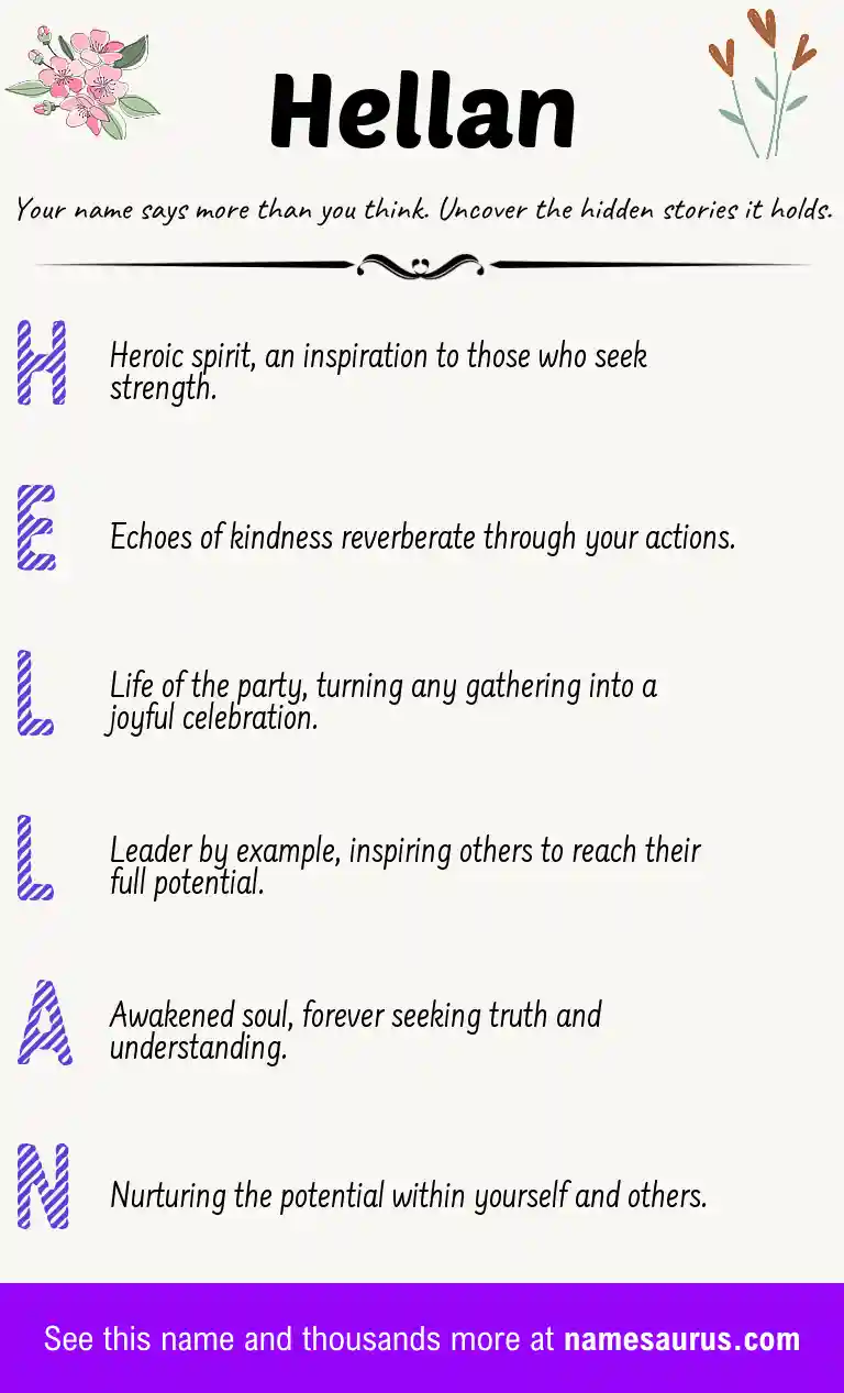 Acrostic poem about Hellan.