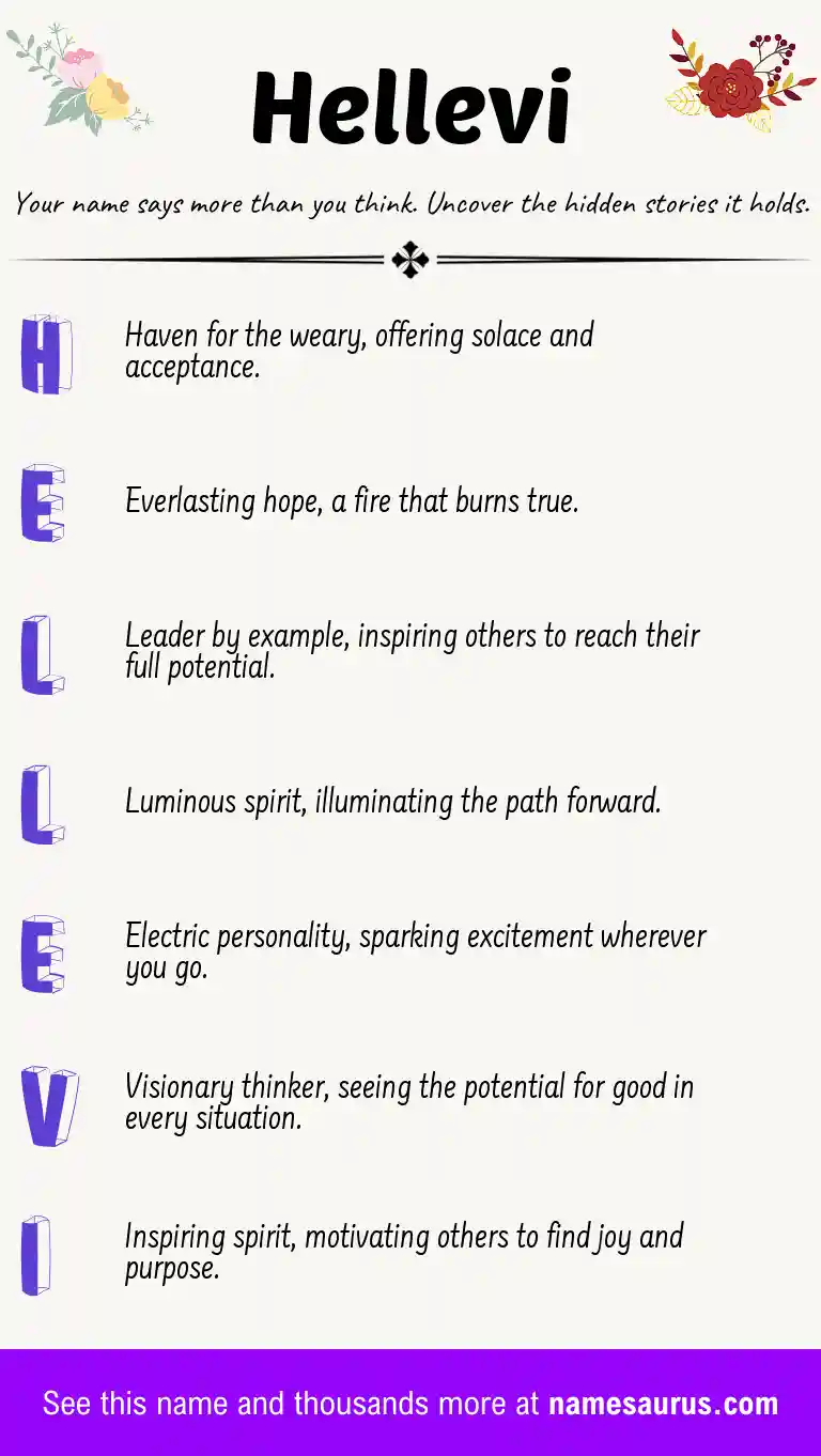 Acrostic poem about Hellevi.