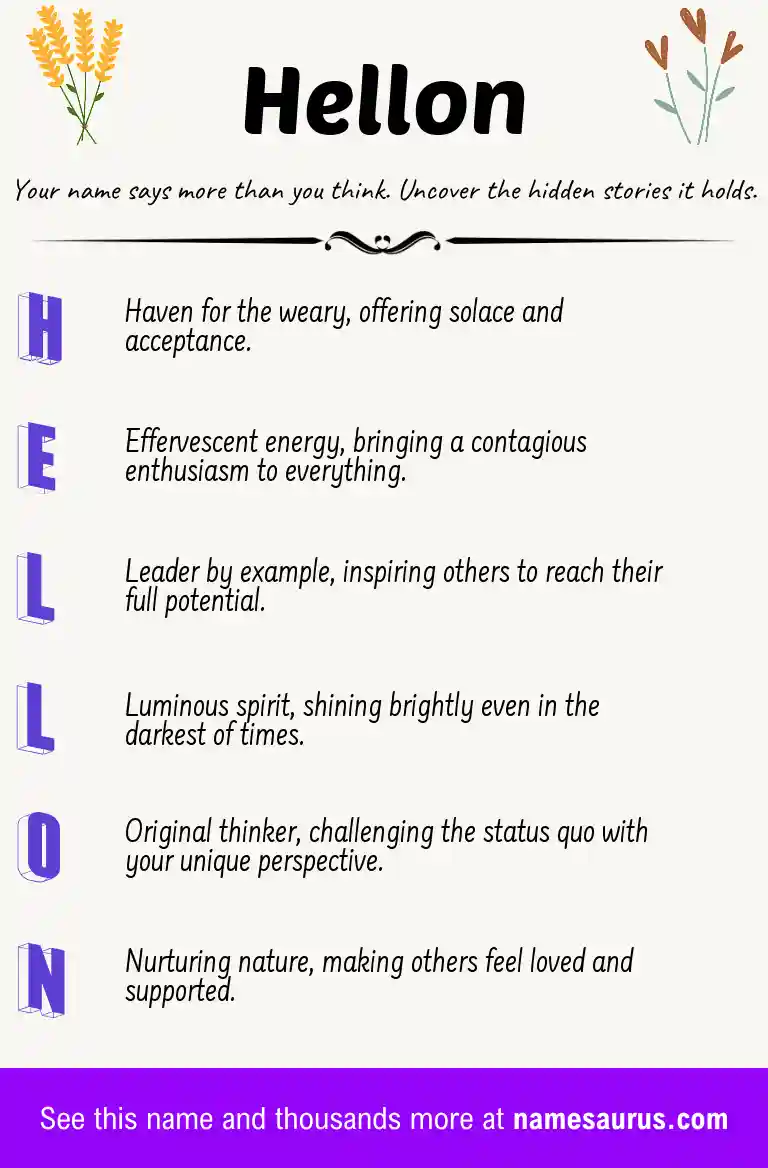 Acrostic poem about Hellon.