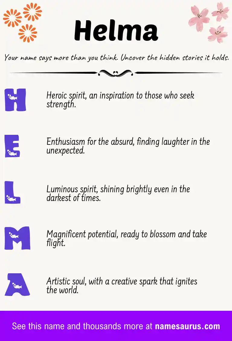 Acrostic poem about Helma.