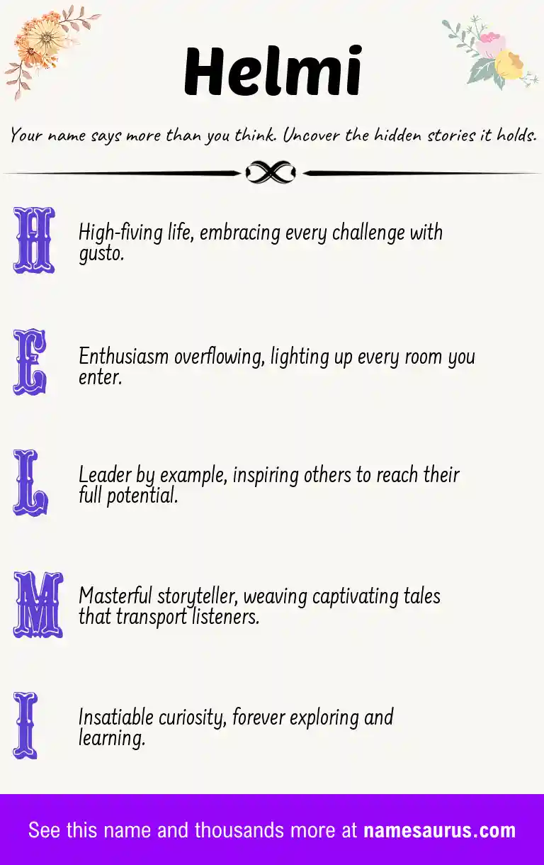 Acrostic poem about Helmi.