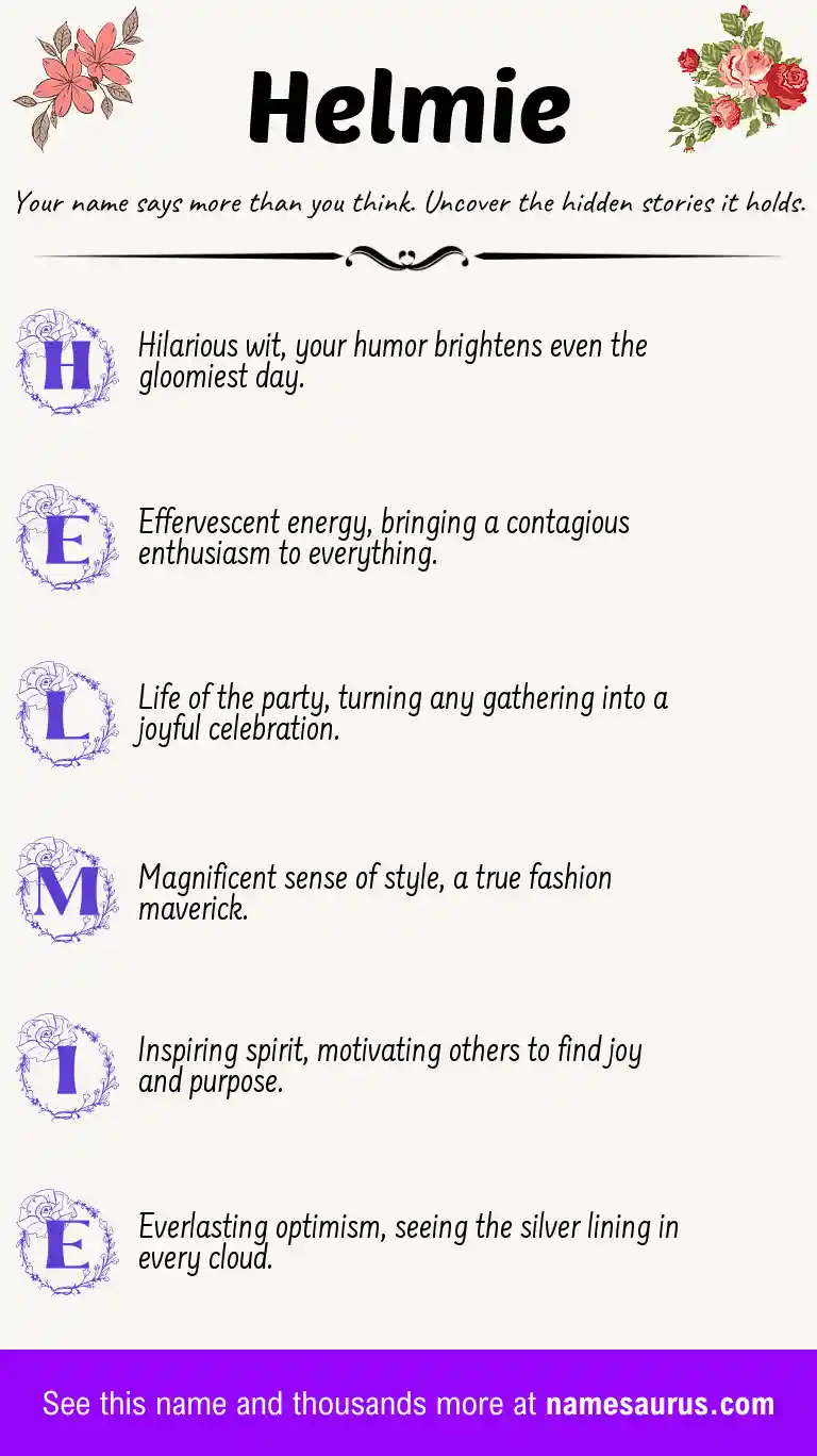 Acrostic poem about Helmie.