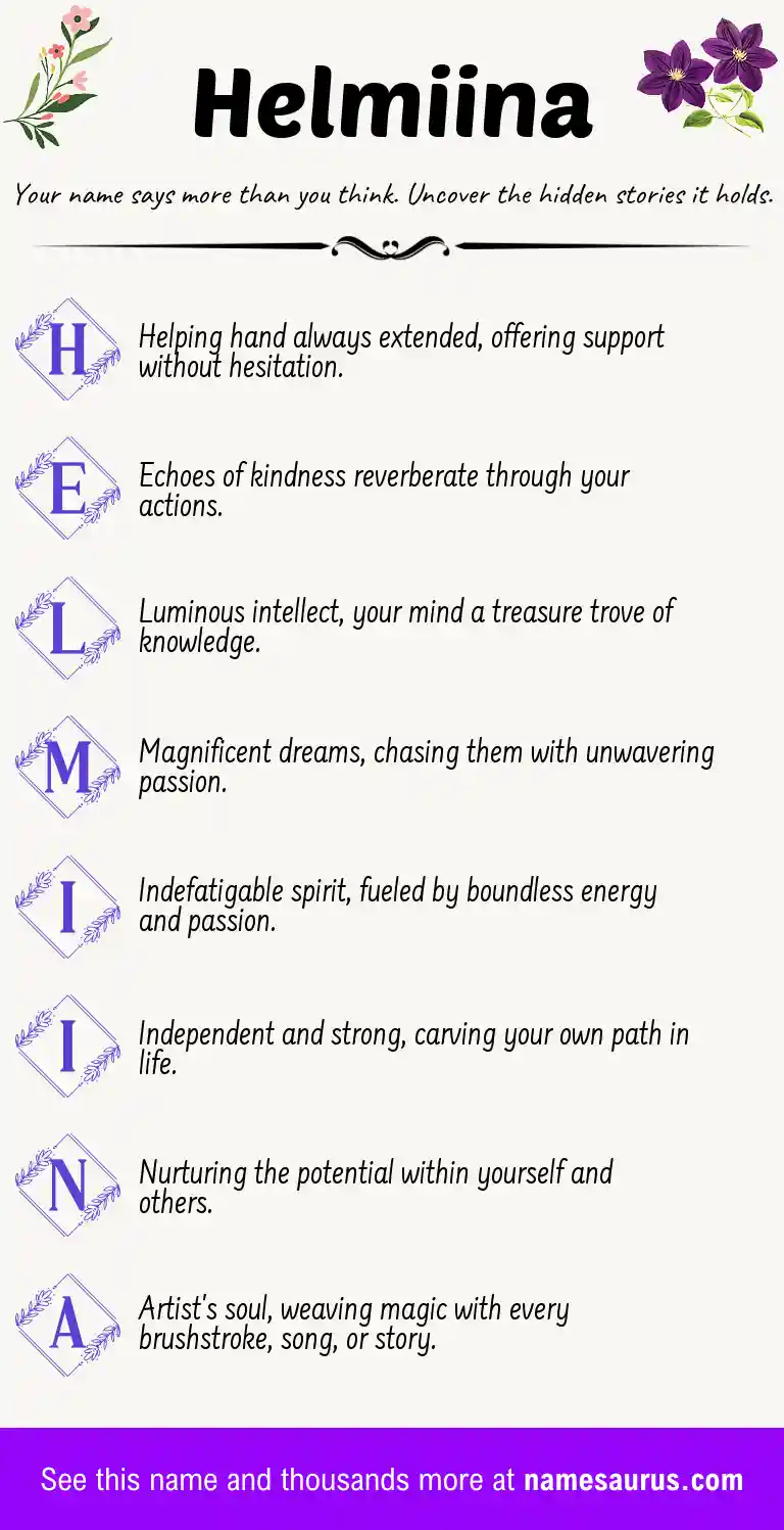 Acrostic poem about Helmiina.