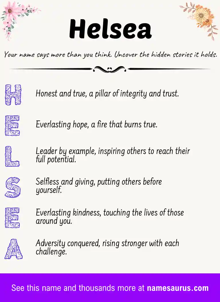 Acrostic poem about Helsea.