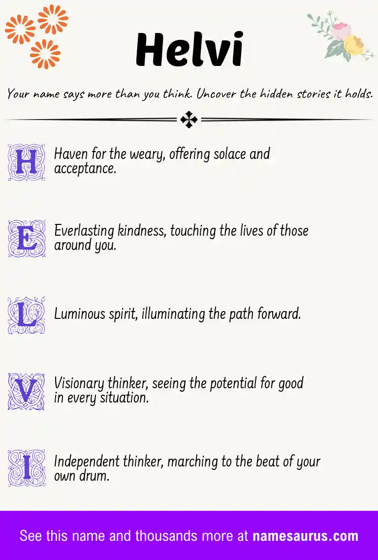 Acrostic poem about Helvi.