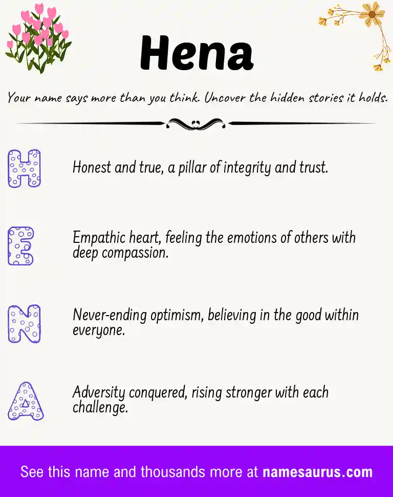 Acrostic poem about Hena.
