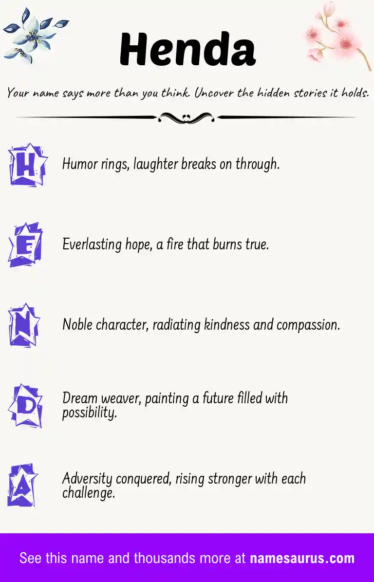 Acrostic poem about Henda.