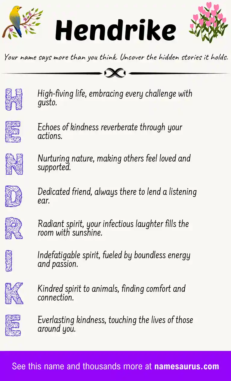 Acrostic poem about Hendrike.
