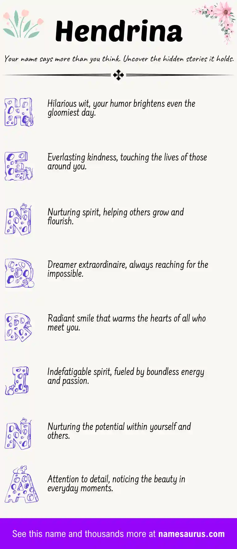 Acrostic poem about Hendrina.