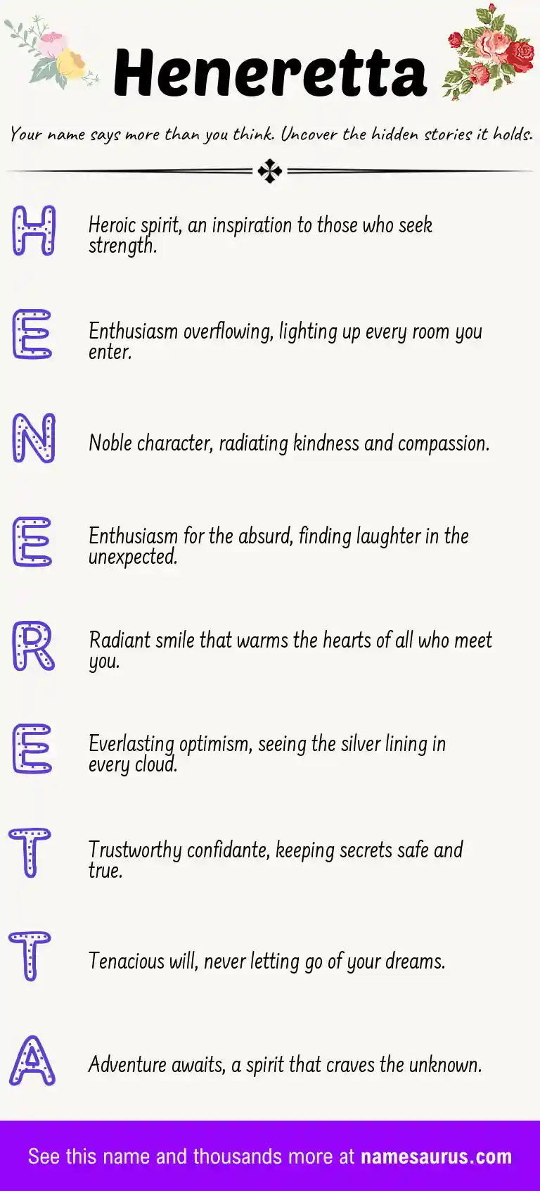 Acrostic poem about Heneretta.