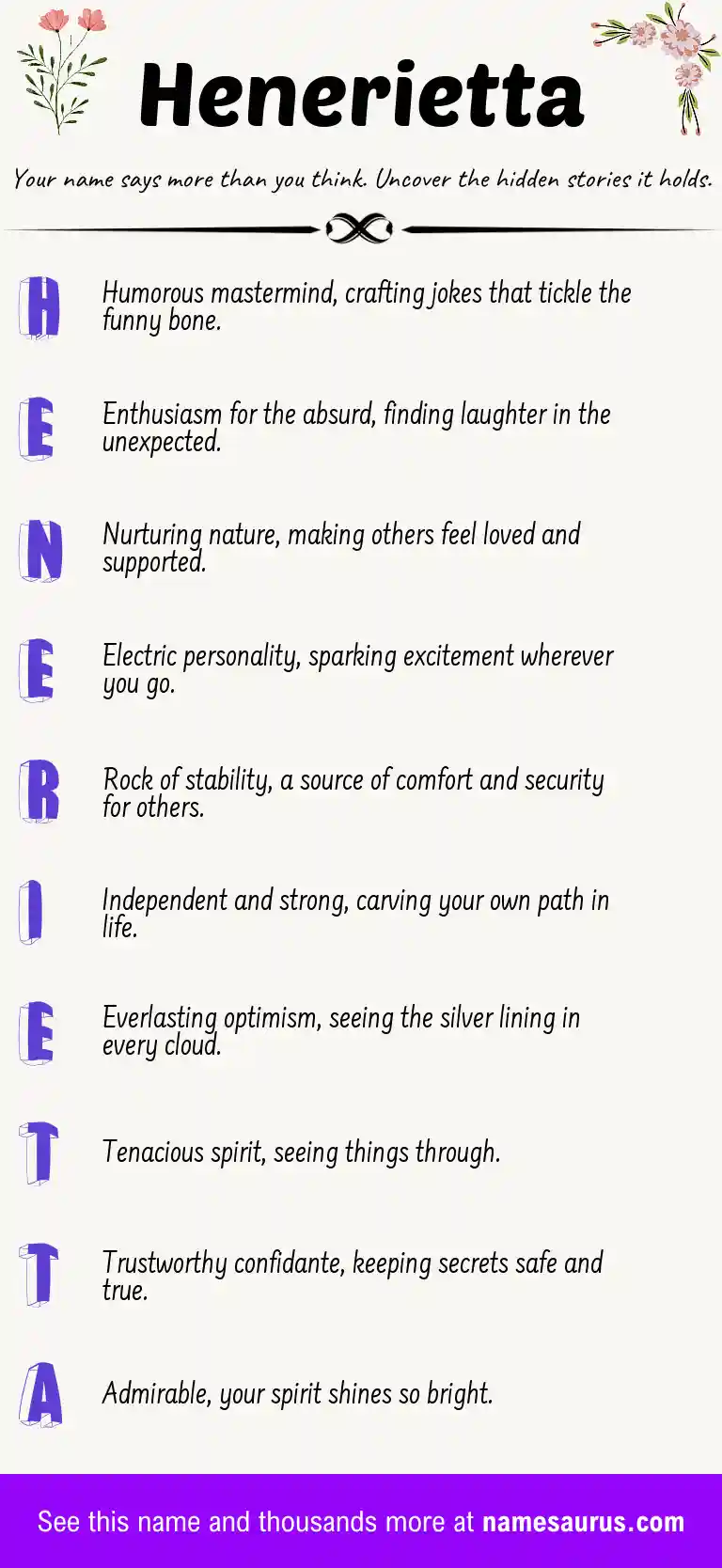 Acrostic poem about Henerietta.