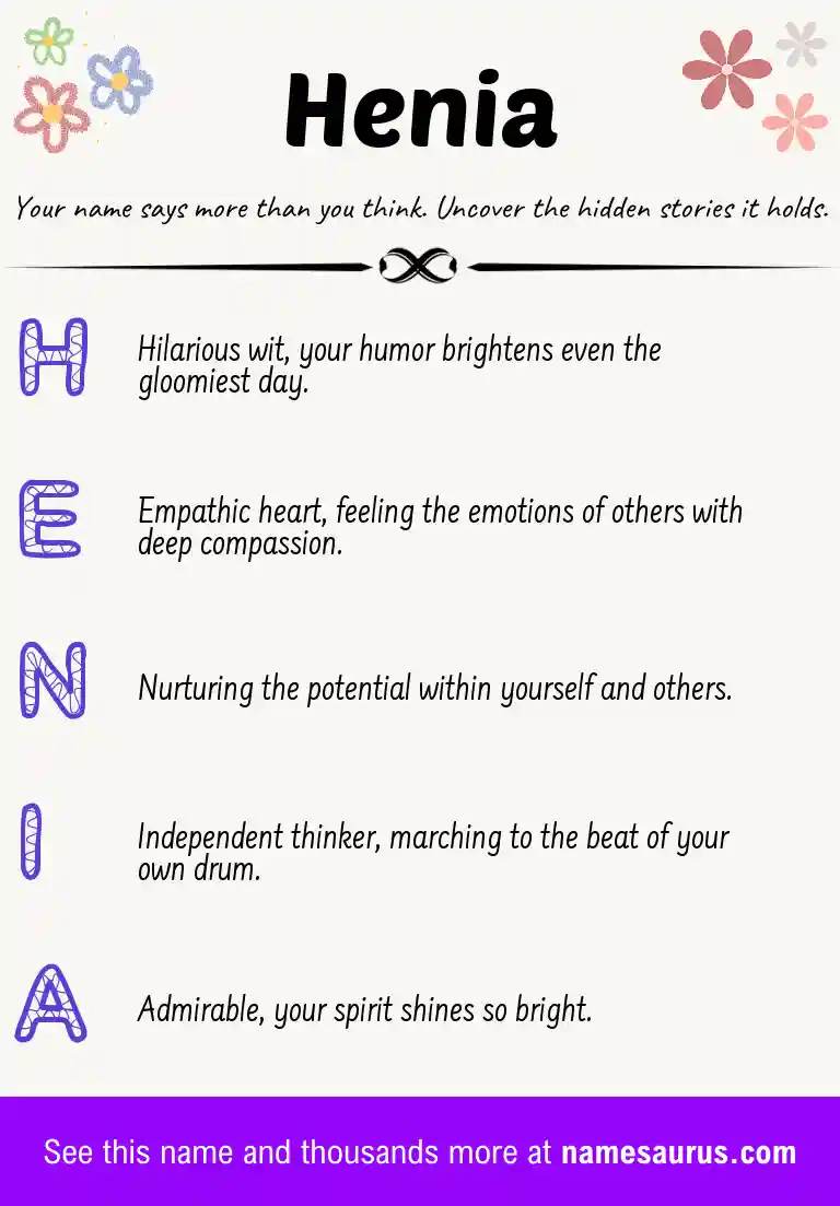 Acrostic poem about Henia.