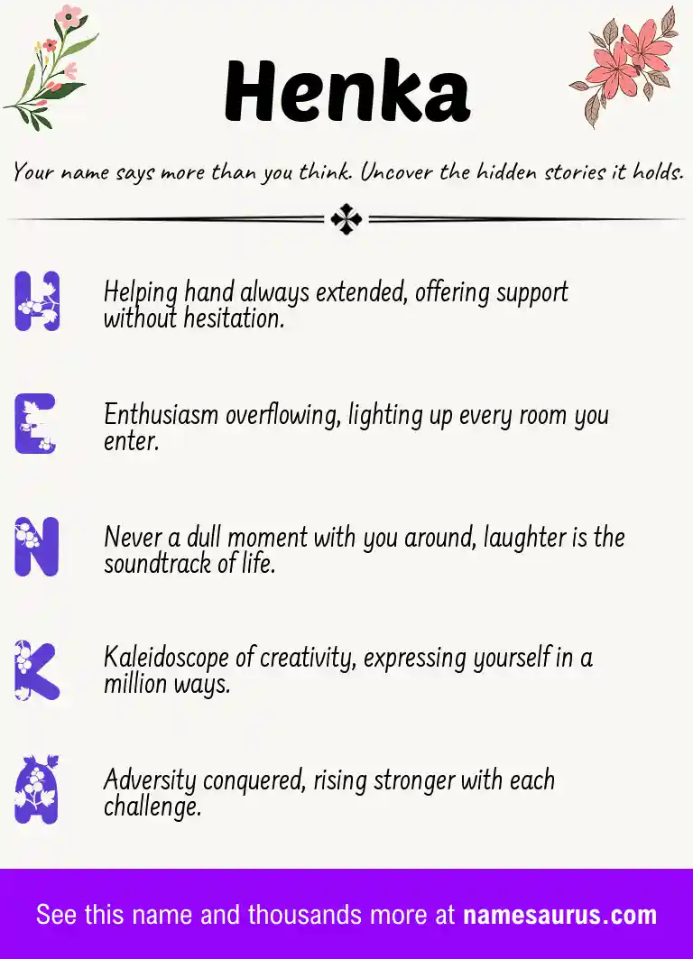Acrostic poem about Henka.
