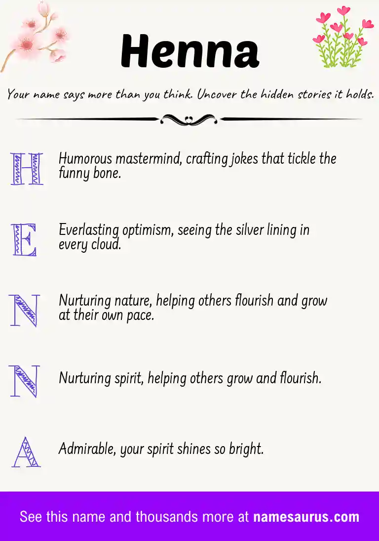 Acrostic poem about Henna.