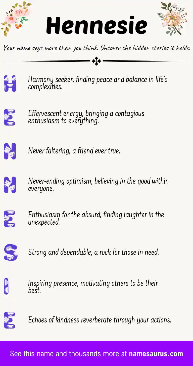 Acrostic poem about Hennesie.