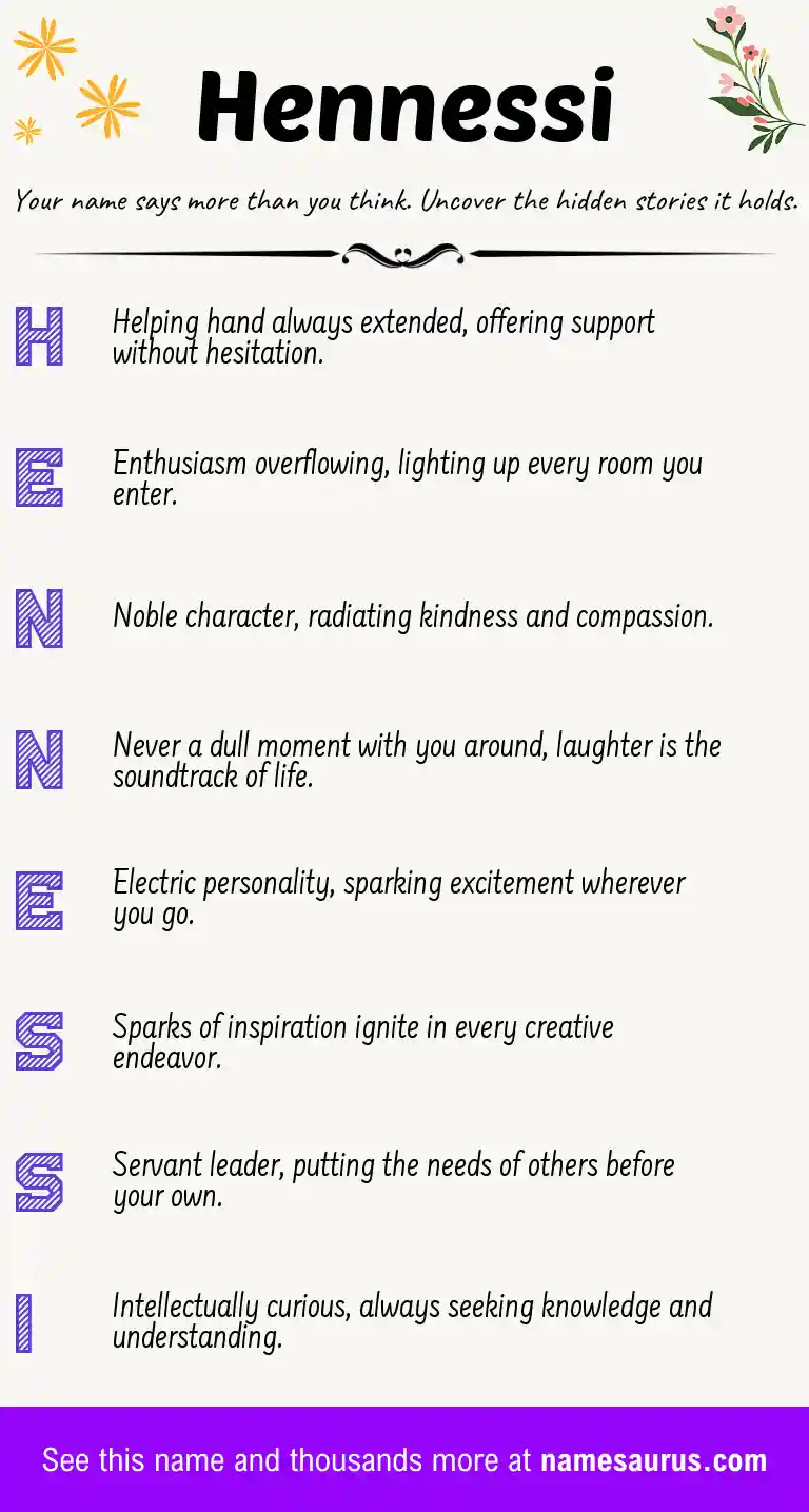 Acrostic poem about Hennessi.