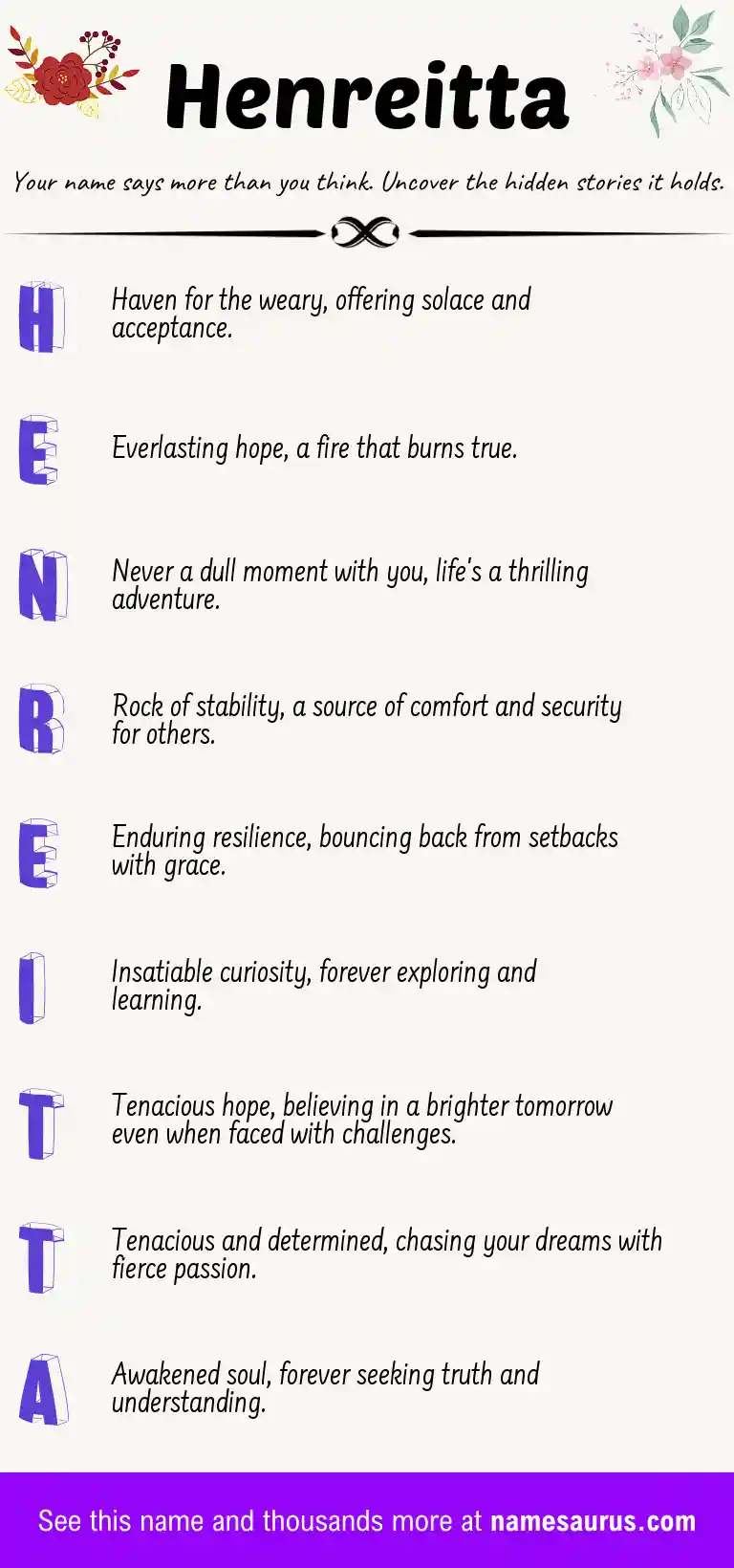 Acrostic poem about Henreitta.