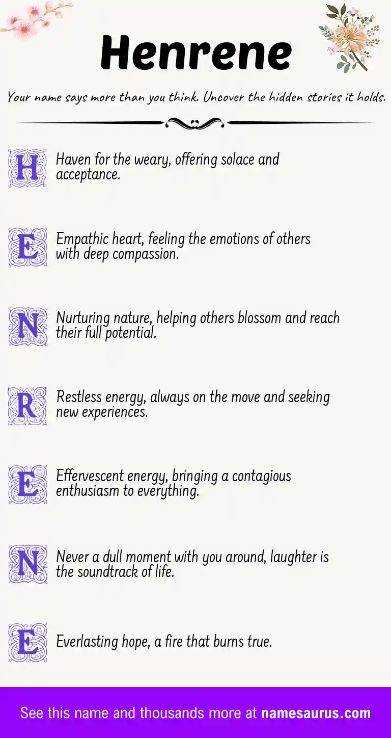 Acrostic poem about Henrene.