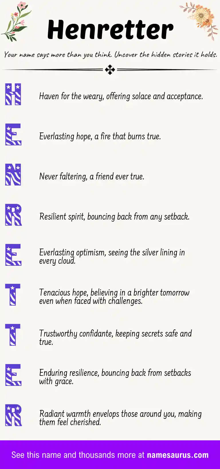 Acrostic poem about Henretter.