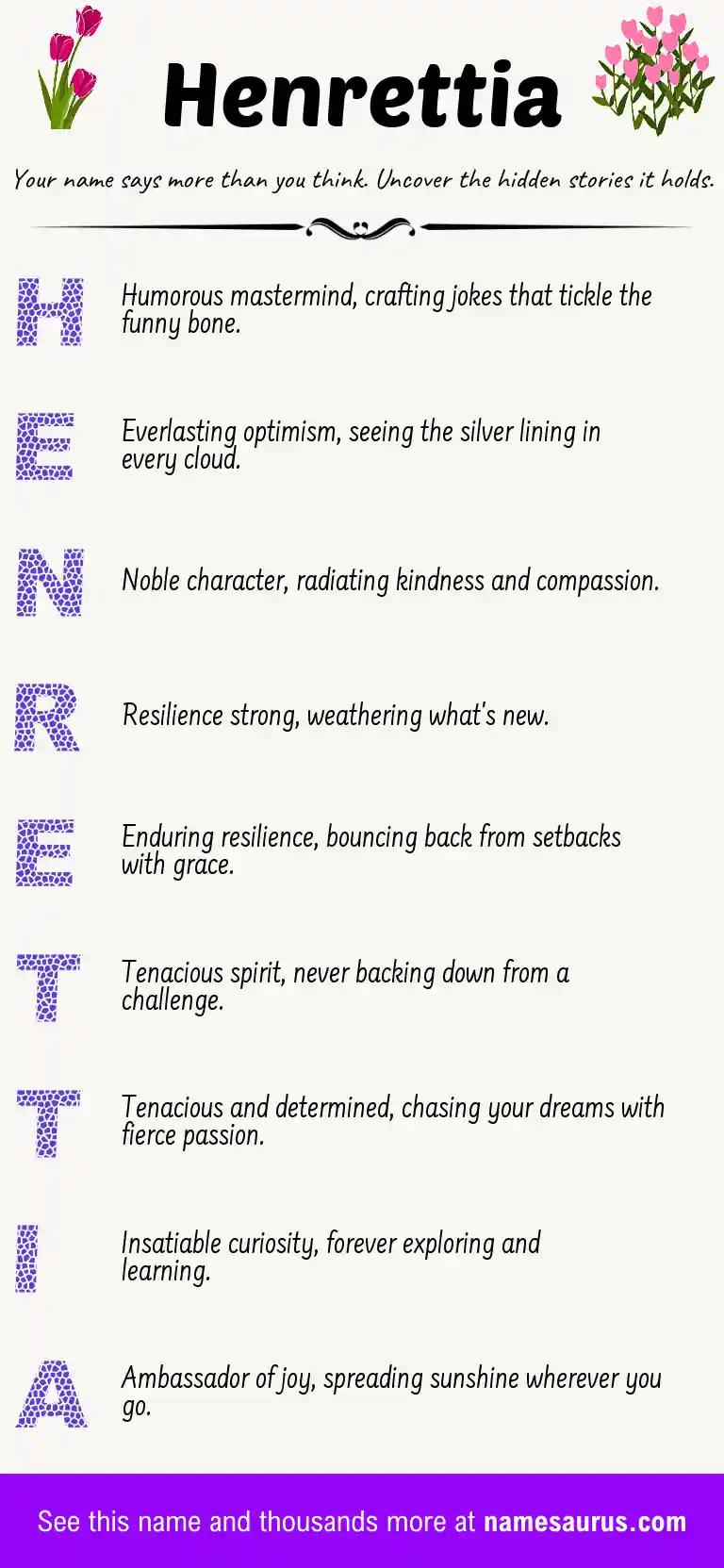 Acrostic poem about Henrettia.