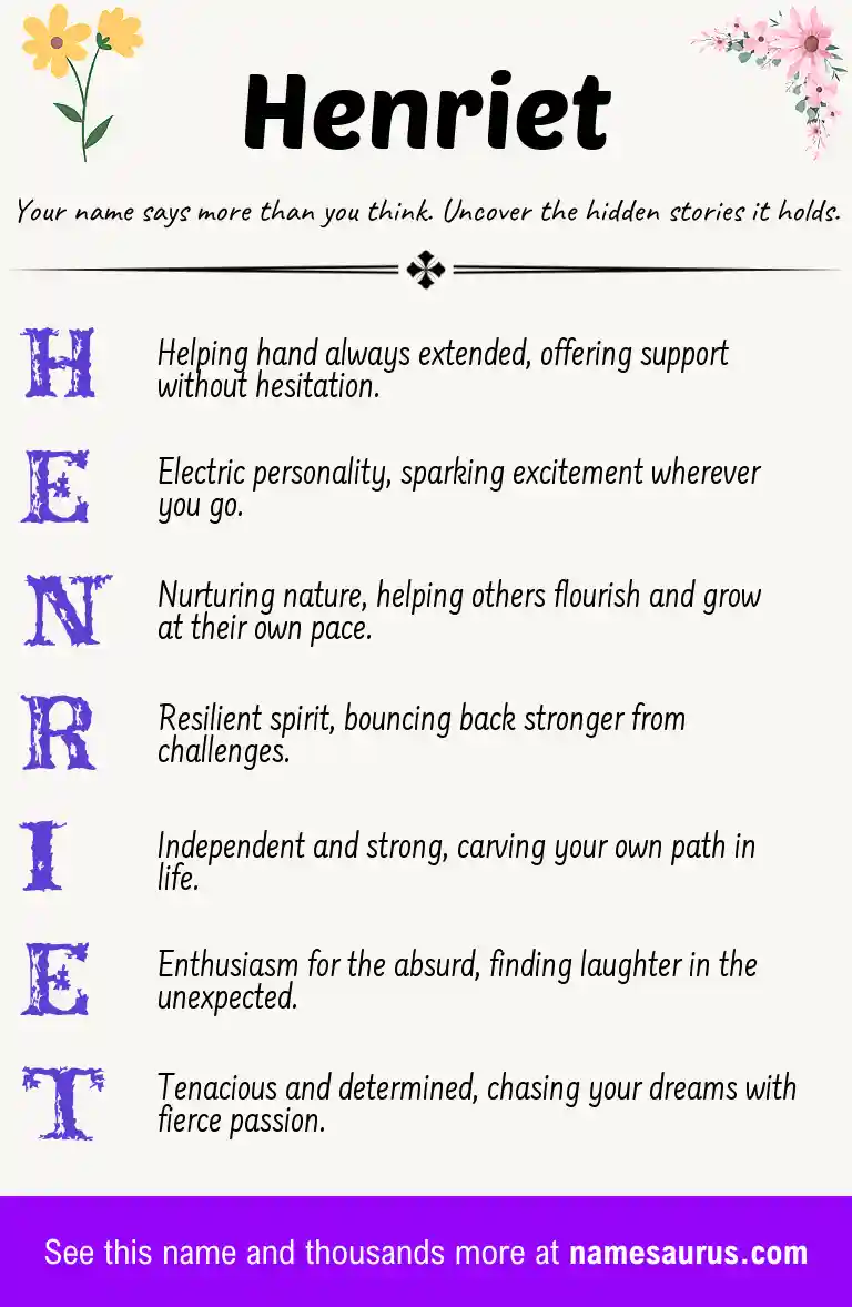 Acrostic poem about Henriet.