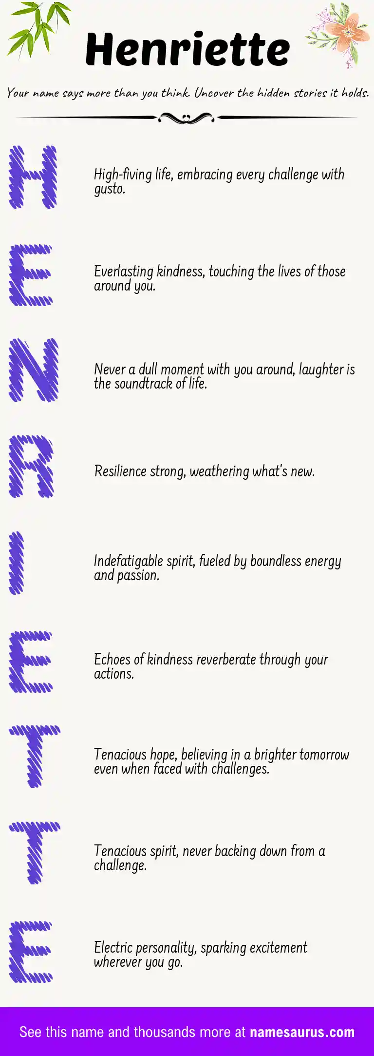 Acrostic poem about Henriette.