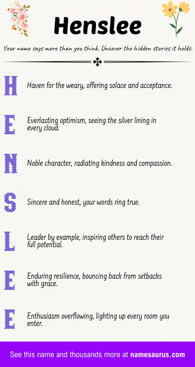 Acrostic poem about Henslee.