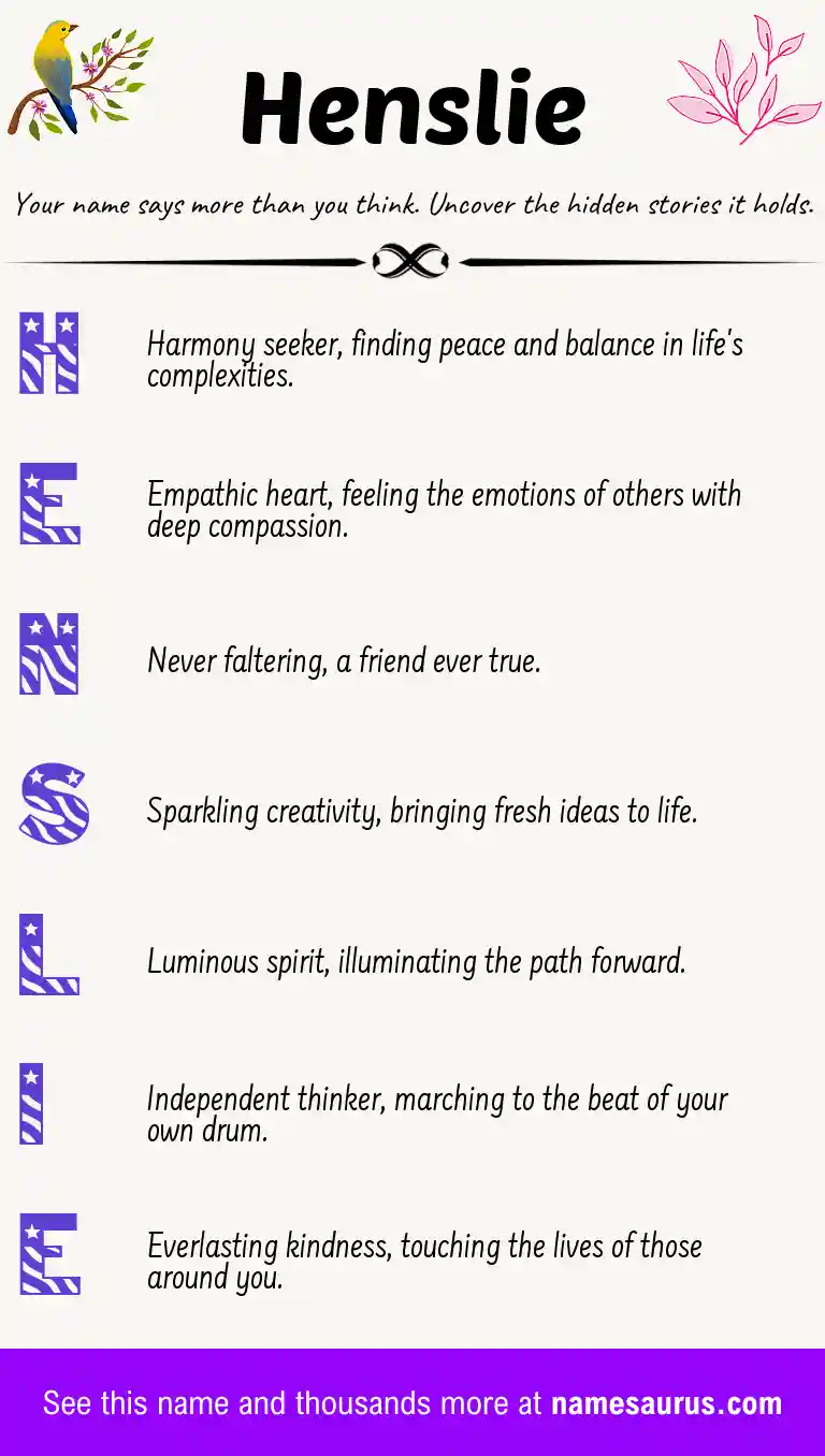 Acrostic poem about Henslie.
