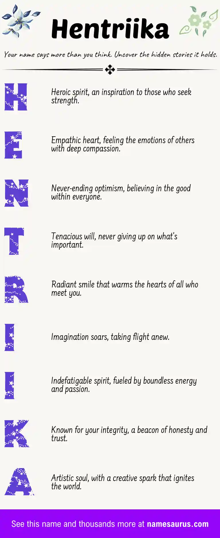Acrostic poem about Hentriika.