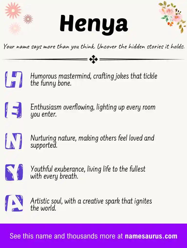 Acrostic poem about Henya.