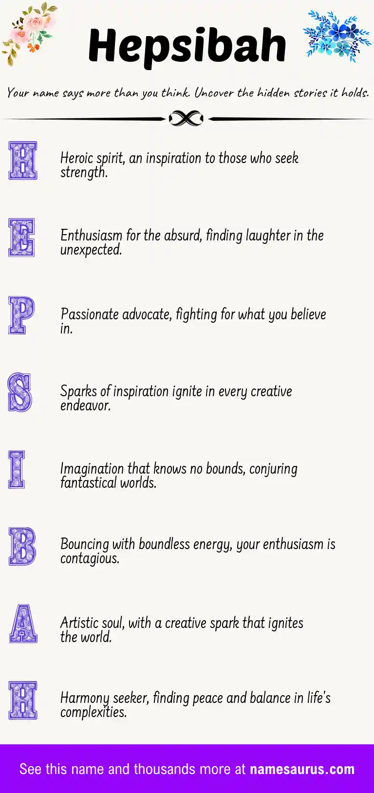 Acrostic poem about Hepsibah.