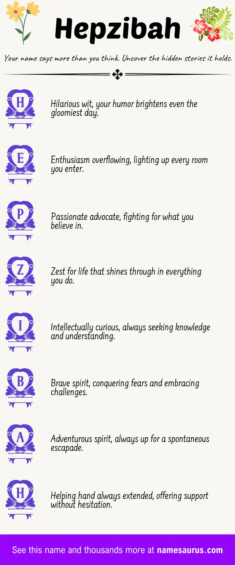 Acrostic poem about Hepzibah.