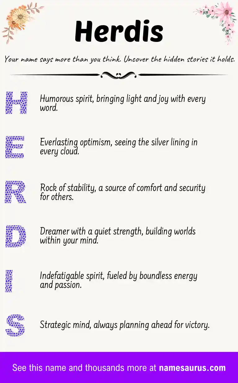 Acrostic poem about Herdis.