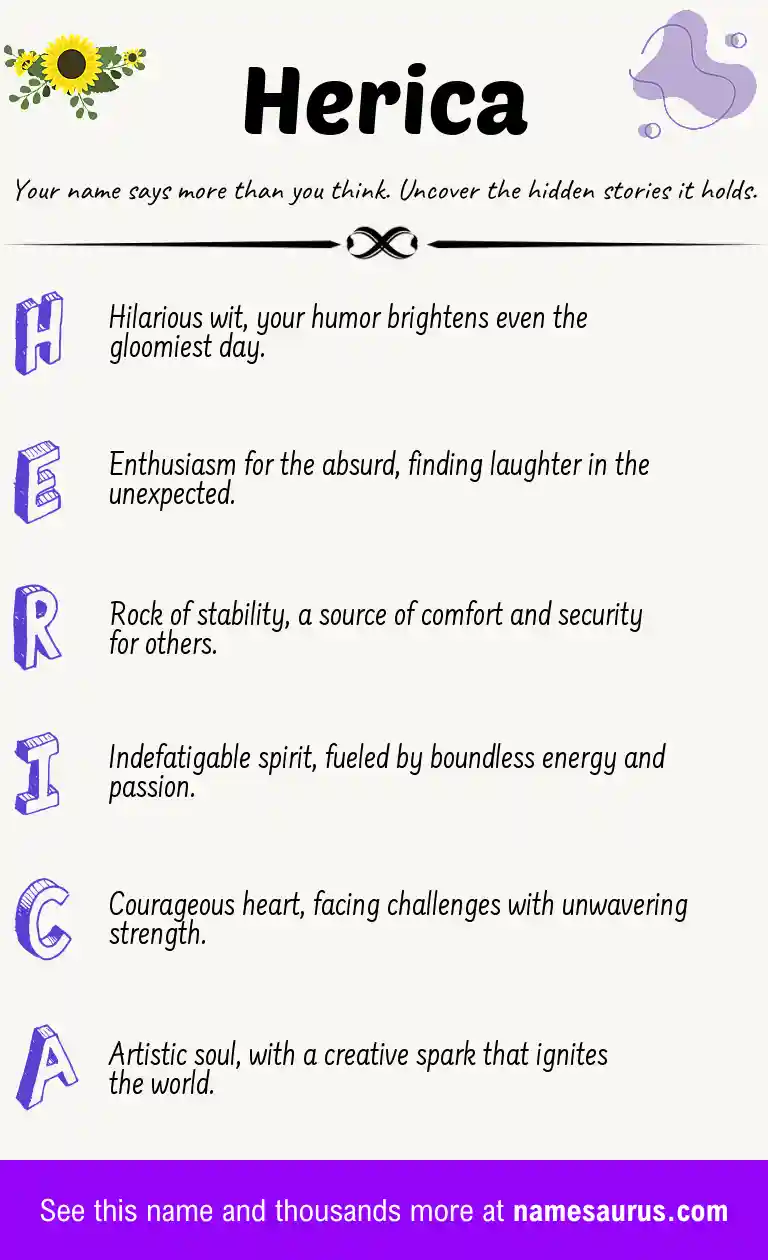 Acrostic poem about Herica.