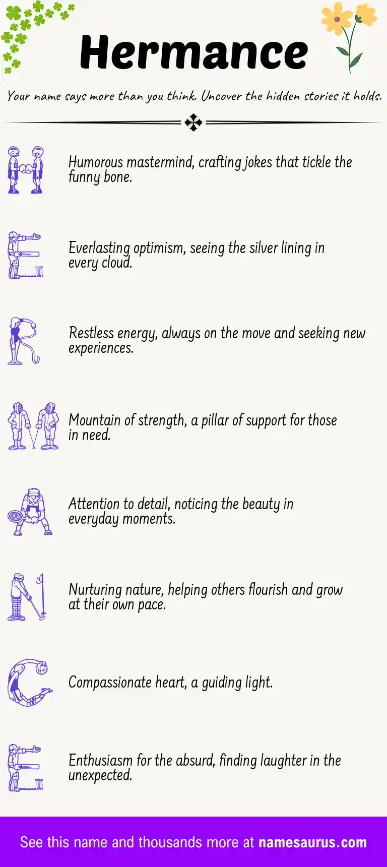 Acrostic poem about Hermance.