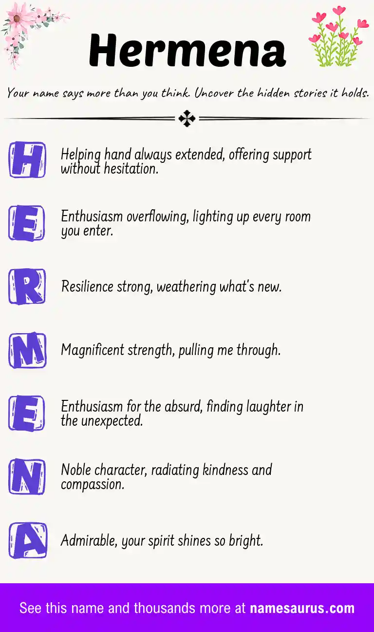 Acrostic poem about Hermena.