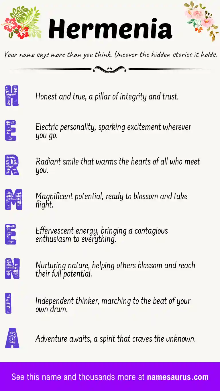 Acrostic poem about Hermenia.