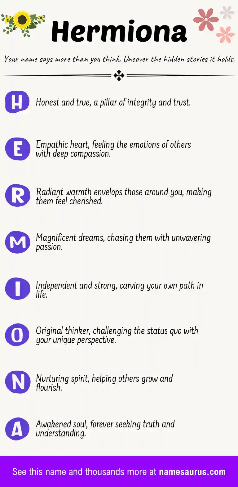 Acrostic poem about Hermiona.