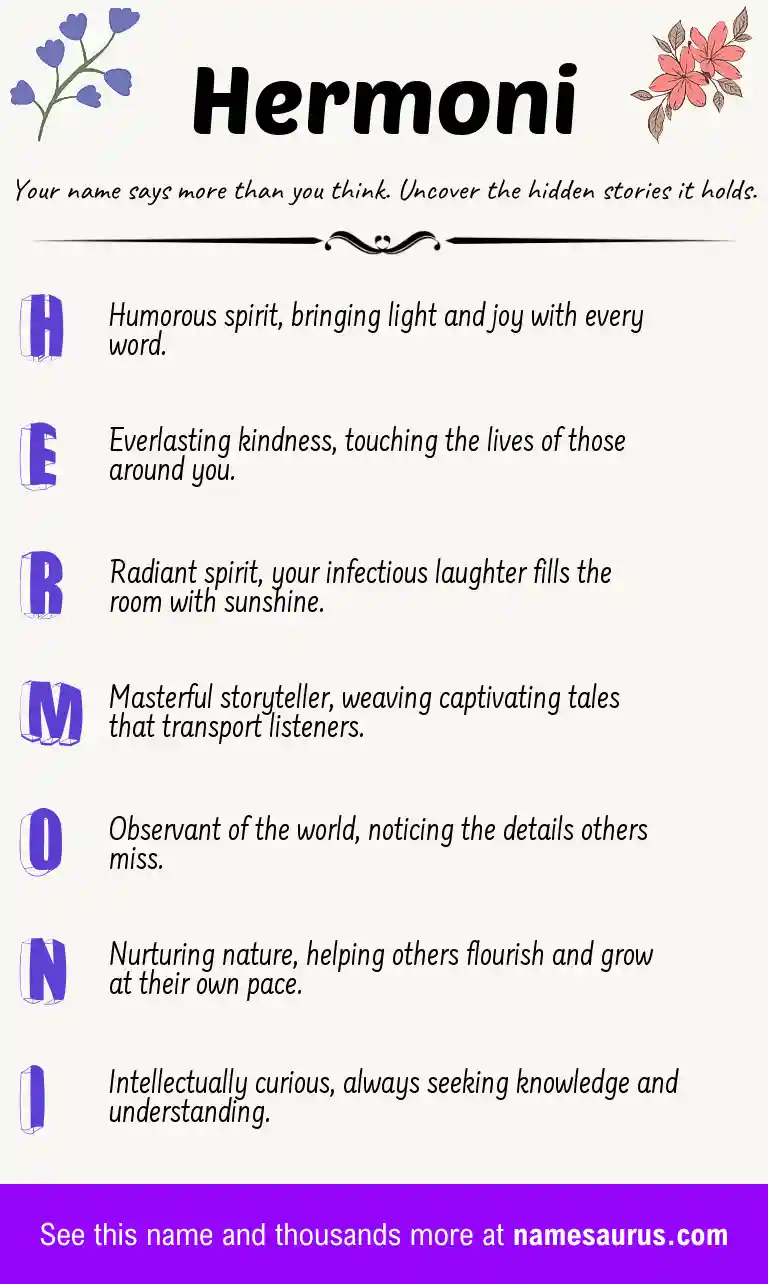 Acrostic poem about Hermoni.