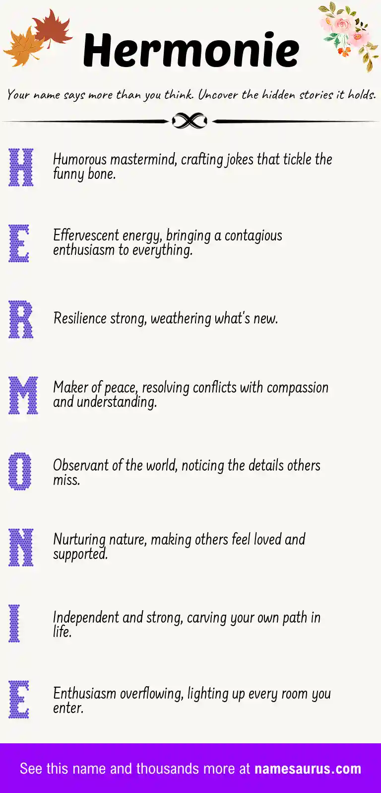 Acrostic poem about Hermonie.