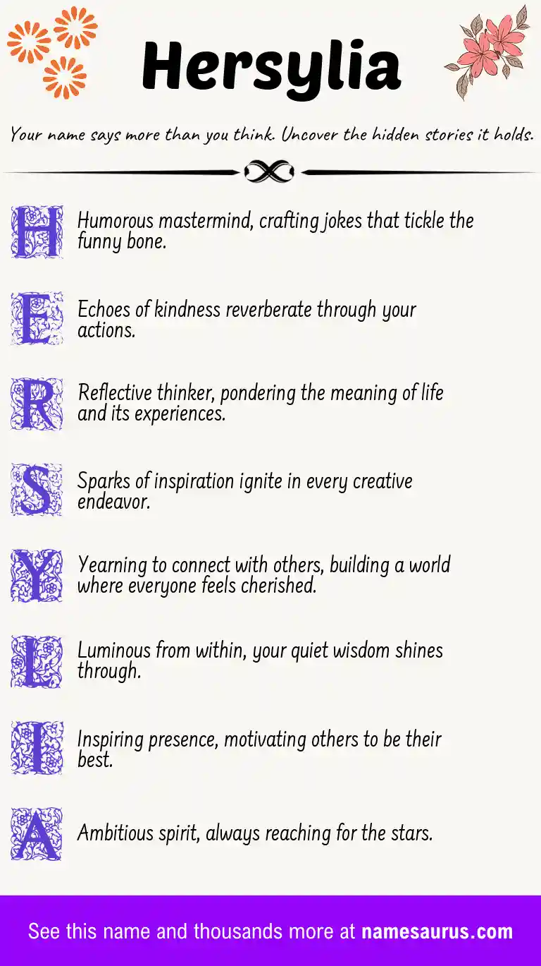Acrostic poem about Hersylia.