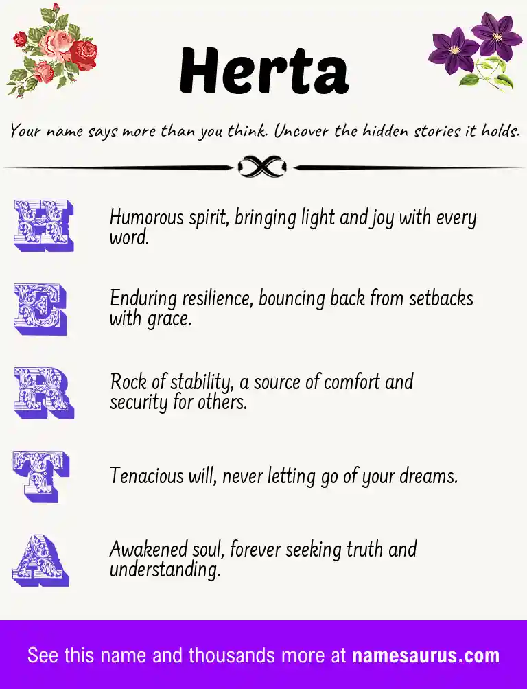 Acrostic poem about Herta.