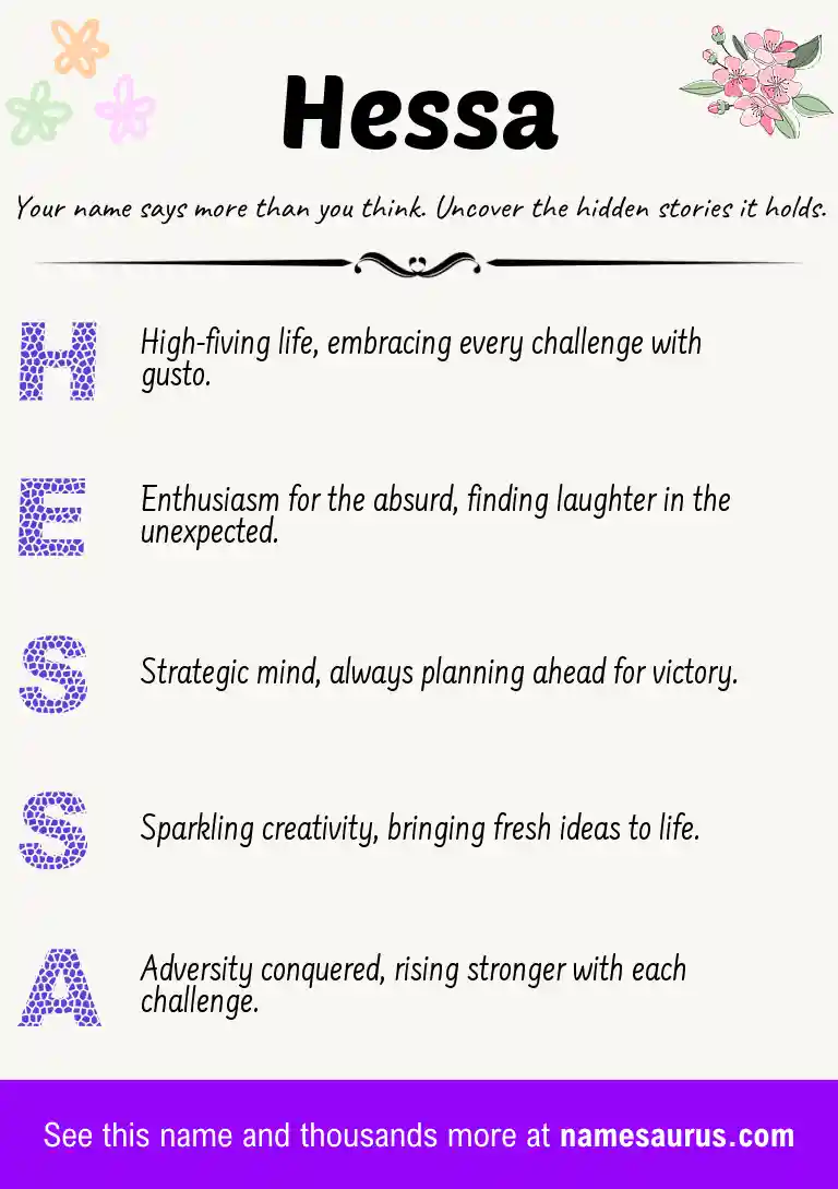 Acrostic poem about Hessa.