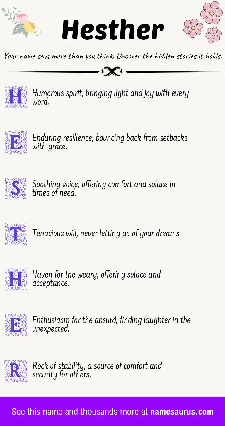 Acrostic poem about Hesther.
