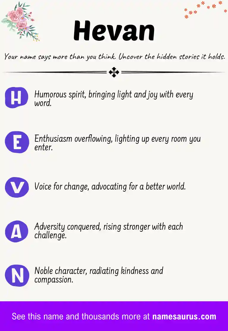 Acrostic poem about Hevan.